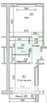 1-к квартира, вторичка, 61м2, 4/12 этаж