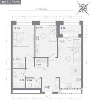 2-к квартира, вторичка, 70м2, 10/19 этаж