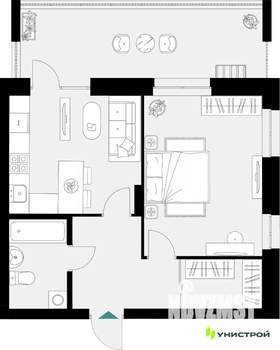 1-к квартира, вторичка, 51м2, 2/18 этаж