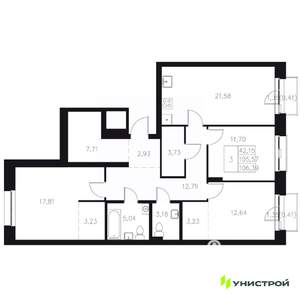 3-к квартира, вторичка, 106м2, 4/8 этаж