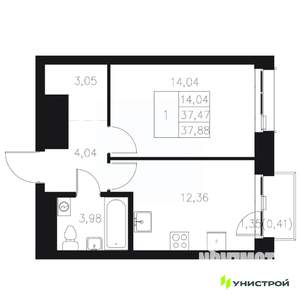 1-к квартира, вторичка, 38м2, 5/8 этаж