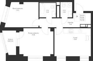 2-к квартира, вторичка, 55м2, 7/23 этаж