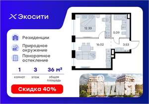 1-к квартира, вторичка, 37м2, 3/8 этаж