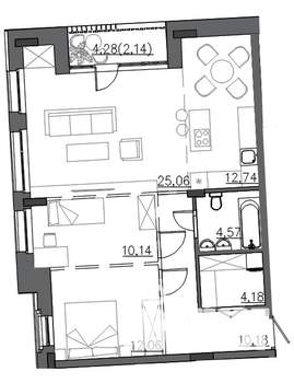 3-к квартира, вторичка, 81м2, 2/4 этаж
