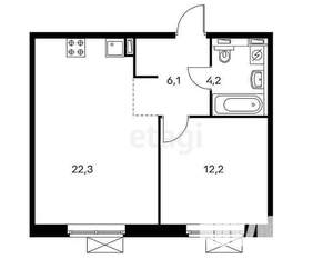 2-к квартира, вторичка, 44м2, 9/19 этаж