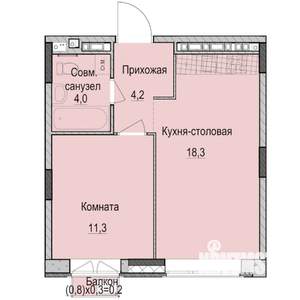 1-к квартира, строящийся дом, 38м2, 4/14 этаж
