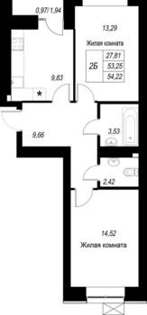2-к квартира, вторичка, 54м2, 5/10 этаж