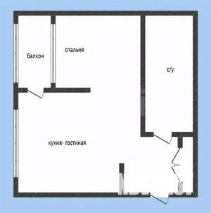 Студия квартира, вторичка, 47м2, 4/5 этаж