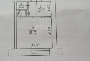Студия квартира, вторичка, 13м2, 2/5 этаж