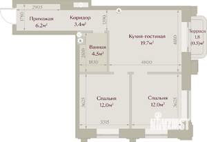 2-к квартира, вторичка, 58м2, 4/8 этаж