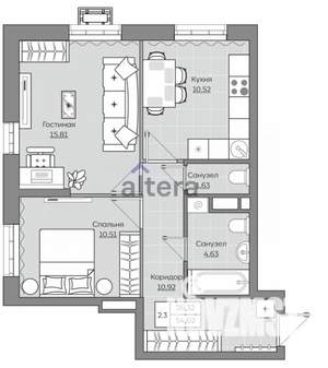 2-к квартира, вторичка, 54м2, 11/25 этаж