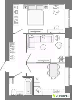2-к квартира, вторичка, 44м2, 6/10 этаж