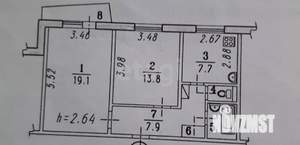 2-к квартира, вторичка, 50м2, 6/9 этаж