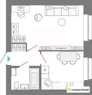 1-к квартира, вторичка, 37м2, 6/10 этаж