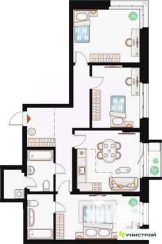 3-к квартира, вторичка, 95м2, 8/20 этаж