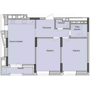 2-к квартира, строящийся дом, 65м2, 8/23 этаж