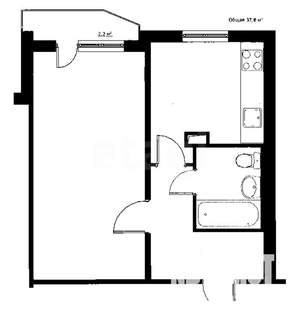 1-к квартира, вторичка, 29м2, 2/5 этаж