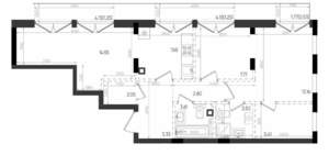 2-к квартира, строящийся дом, 69м2, 6/8 этаж