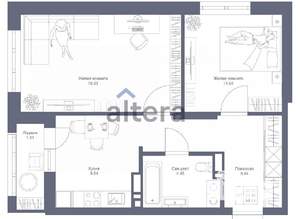2-к квартира, вторичка, 54м2, 22/22 этаж