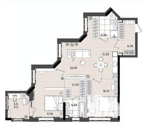2-к квартира, вторичка, 88м2, 11/23 этаж
