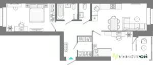 2-к квартира, вторичка, 64м2, 3/10 этаж