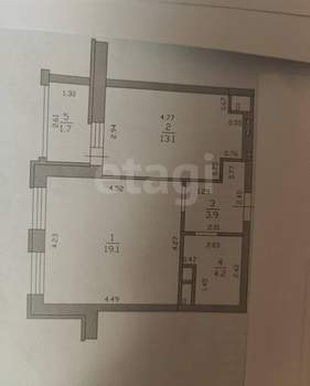 1-к квартира, вторичка, 42м2, 2/12 этаж