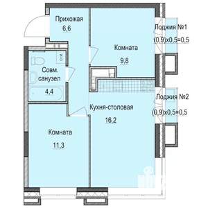 2-к квартира, вторичка, 49м2, 7/14 этаж