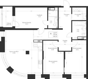 3-к квартира, вторичка, 101м2, 4/23 этаж