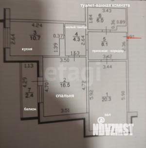 2-к квартира, вторичка, 66м2, 16/16 этаж