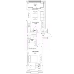 1-к квартира, вторичка, 47м2, 9/9 этаж