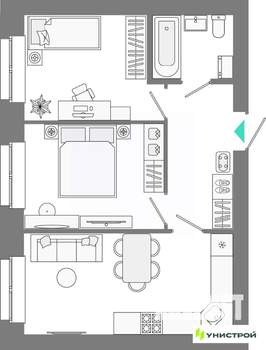 2-к квартира, вторичка, 48м2, 3/10 этаж