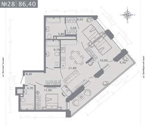 3-к квартира, строящийся дом, 86м2, 5/25 этаж