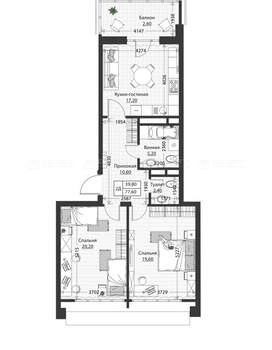 2-к квартира, строящийся дом, 78м2, 4/4 этаж