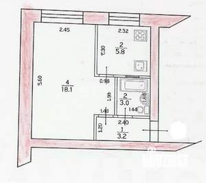 1-к квартира, вторичка, 30м2, 5/5 этаж