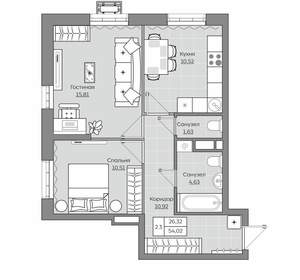 2-к квартира, вторичка, 54м2, 8/25 этаж