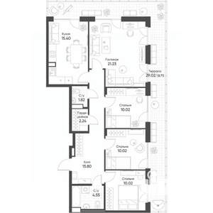 4-к квартира, строящийся дом, 100м2, 8/8 этаж