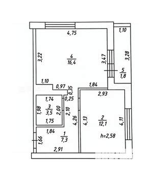 1-к квартира, вторичка, 41м2, 8/10 этаж