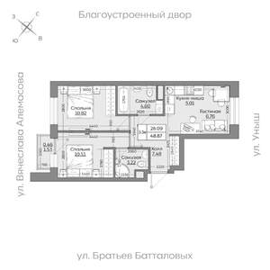 3-к квартира, вторичка, 49м2, 2/19 этаж