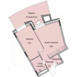 1-к квартира, строящийся дом, 46м2, 1/14 этаж