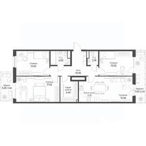 4-к квартира, строящийся дом, 92м2, 8/8 этаж