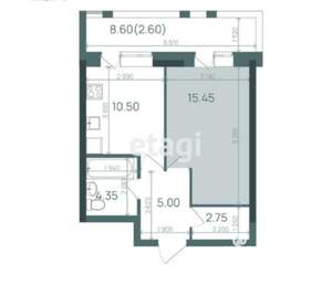 1-к квартира, сданный дом, 40м2, 13/21 этаж