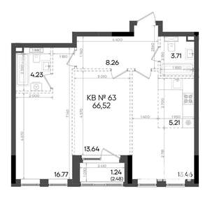 3-к квартира, вторичка, 67м2, 9/9 этаж