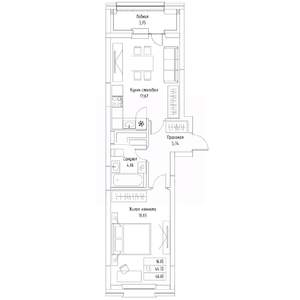 1-к квартира, вторичка, 47м2, 7/9 этаж