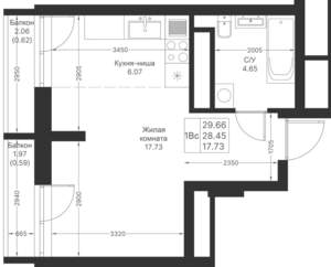 Студия квартира, вторичка, 30м2, 22/24 этаж