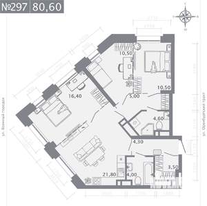3-к квартира, строящийся дом, 81м2, 14/25 этаж