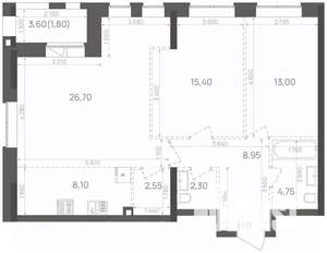 2-к квартира, вторичка, 84м2, 7/24 этаж
