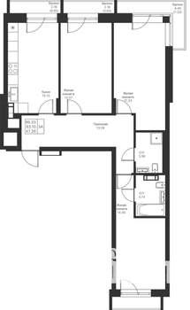 3-к квартира, вторичка, 86м2, 6/24 этаж