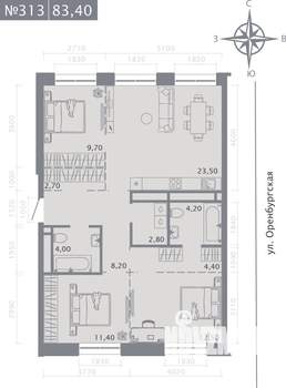3-к квартира, строящийся дом, 83м2, 2/25 этаж