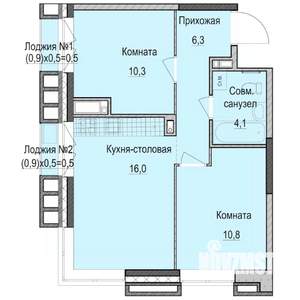 2-к квартира, строящийся дом, 49м2, 12/14 этаж
