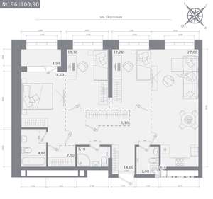 3-к квартира, строящийся дом, 101м2, 15/23 этаж